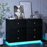 White LED 6 Drawer Dresser for Bedroom, Modern Dressers & Chests of Drawers with Diamond Handle