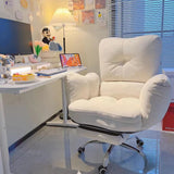 White Lazy Computer Chair Soft and Comfortable Sofa Chair Study Table and Chair Office Reclining Floor with Backrest Home