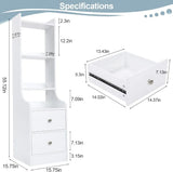 White Night Stand, 55“ Modern Nightstand Bedside Table with 4-Tier Open Shelves & 2 Drawers, Wood Night Stand for Bedroom