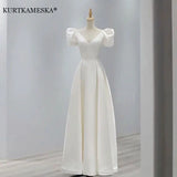 White Satin Wedding Dresses for Bride Elegant Sexy V Neck Long Prom Evening Guest Party Women Dress Summer 2023 Formal vestidos