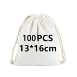 Wholesale 100pcs/lot Custom Logo Printed Natural Cotton Drawstring Pouch Gift Package Bags Personalize Texts Plain Storage Pouch