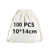 Wholesale 100pcs/lot Custom Logo Printed Natural Cotton Drawstring Pouch Gift Package Bags Personalize Texts Plain Storage Pouch