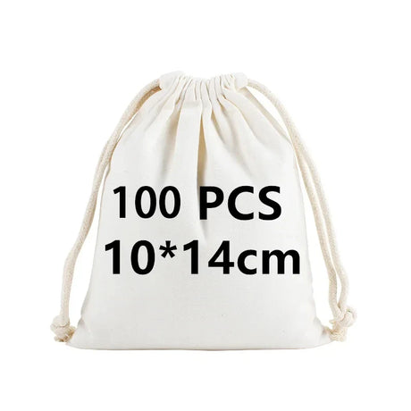 Wholesale 100pcs/lot Custom Logo Printed Natural Cotton Drawstring Pouch Gift Package Bags Personalize Texts Plain Storage Pouch