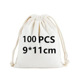 Wholesale 100pcs/lot Custom Logo Printed Natural Cotton Drawstring Pouch Gift Package Bags Personalize Texts Plain Storage Pouch