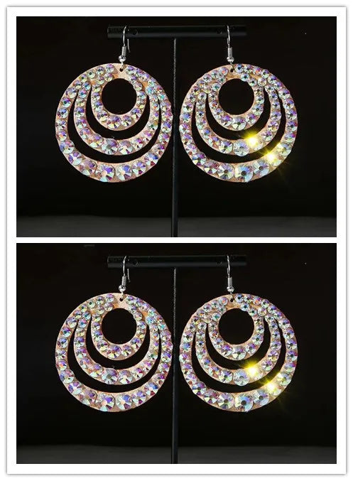 Wholesale Womens Jewelry Stunning Crystal Rhinestone Earrings Sparkling Earrings Belly Dance Gypsy Dangle Earrings 2 Pairs/Pack