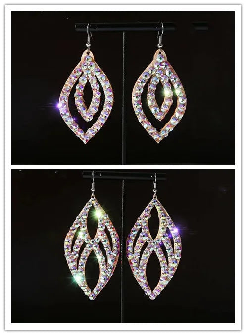 Wholesale Womens Jewelry Stunning Crystal Rhinestone Earrings Sparkling Earrings Belly Dance Gypsy Dangle Earrings 2 Pairs/Pack