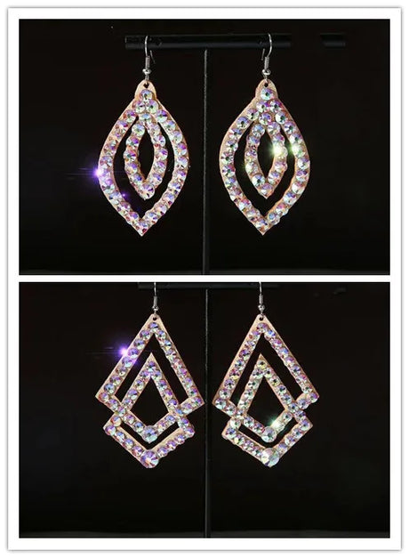 Wholesale Womens Jewelry Stunning Crystal Rhinestone Earrings Sparkling Earrings Belly Dance Gypsy Dangle Earrings 2 Pairs/Pack