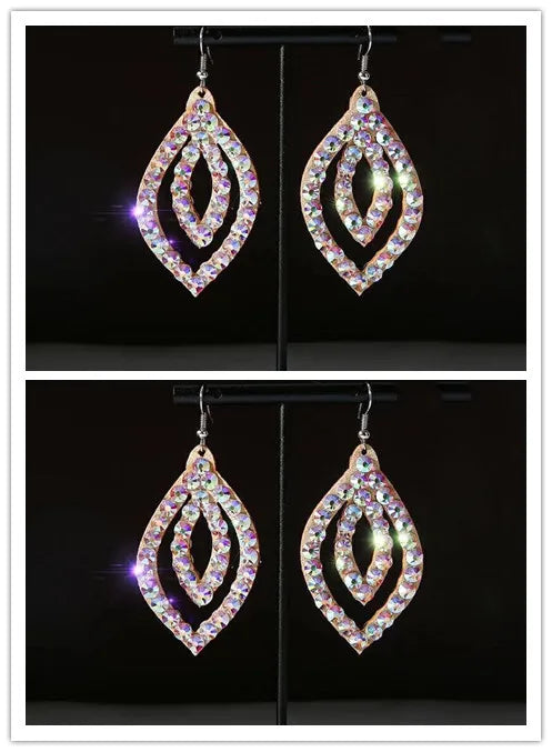 Wholesale Womens Jewelry Stunning Crystal Rhinestone Earrings Sparkling Earrings Belly Dance Gypsy Dangle Earrings 2 Pairs/Pack