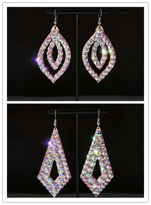 Wholesale Womens Jewelry Stunning Crystal Rhinestone Earrings Sparkling Earrings Belly Dance Gypsy Dangle Earrings 2 Pairs/Pack