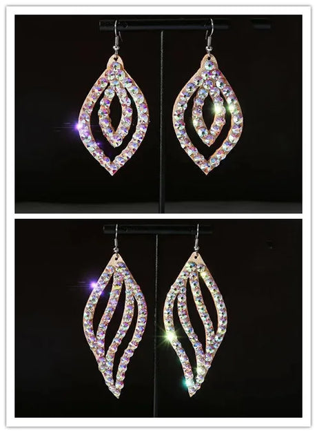 Wholesale Womens Jewelry Stunning Crystal Rhinestone Earrings Sparkling Earrings Belly Dance Gypsy Dangle Earrings 2 Pairs/Pack