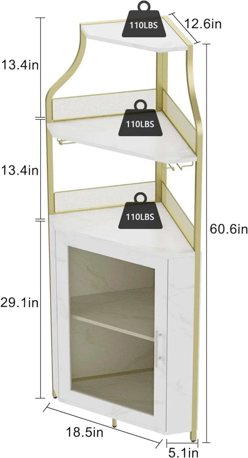 Wine Corner Cabinet with Removable Wine Rack, Cabinet and Wine Glass Bar Cabinet with Glass Rack and Mesh Door,