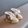 Winter 2022 Girls Snow Boots Plus Velvet Warm Cotton Boots Baby Thickened Bow Princess Short Boots