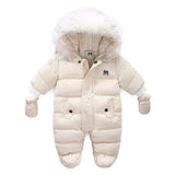 Winter Baby Jumpsuit Thick Warm Infant Hooded Inside Fleece Rompers Newborn Boy Girl Overalls Outerwear Kids Snowsuit