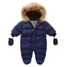 Winter Baby Jumpsuit Thick Warm Infant Hooded Inside Fleece Rompers Newborn Boy Girl Overalls Outerwear Kids Snowsuit