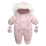 Winter Baby Jumpsuit Thick Warm Infant Hooded Inside Fleece Rompers Newborn Boy Girl Overalls Outerwear Kids Snowsuit