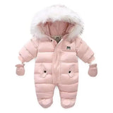 Winter Baby Jumpsuit Thick Warm Infant Hooded Inside Fleece Rompers Newborn Boy Girl Overalls Outerwear Kids Snowsuit