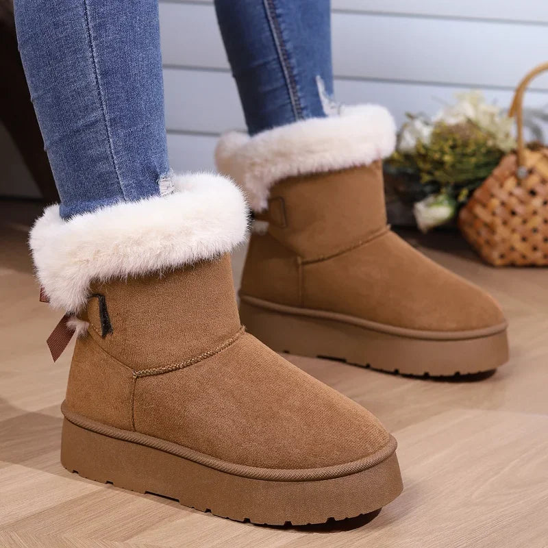 Winter Boots Fur Women's Snow Boots Low-top Warm Fur Shoes Men's and Women's Winter Short Boots Super Mini Outer Wear Non-slip