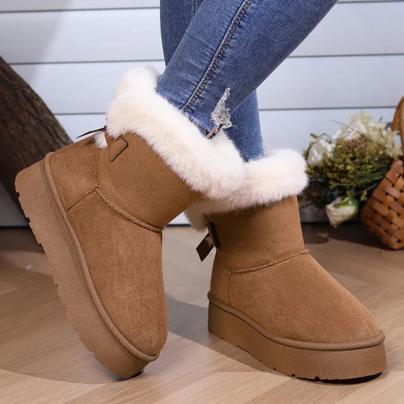 Winter Boots Fur Women's Snow Boots Low-top Warm Fur Shoes Men's and Women's Winter Short Boots Super Mini Outer Wear Non-slip