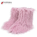 Winter Boots Furry Shoes Women Teddy Fur Snow Boots Fluffy Warm Faux Wool Boots Plush Fashion Boots Ladies Mongolian Fur Boot