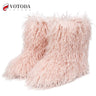 Winter Boots Furry Shoes Women Teddy Fur Snow Boots Fluffy Warm Faux Wool Boots Plush Fashion Boots Ladies Mongolian Fur Boot