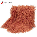 Winter Boots Furry Shoes Women Teddy Fur Snow Boots Fluffy Warm Faux Wool Boots Plush Fashion Boots Ladies Mongolian Fur Boot