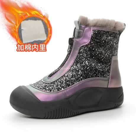 Winter Boots Women Waterproof Snow Non Slip High Top Plush Cotton Snow Boots Student Thick Sole Casual Ladies Botas Mujer