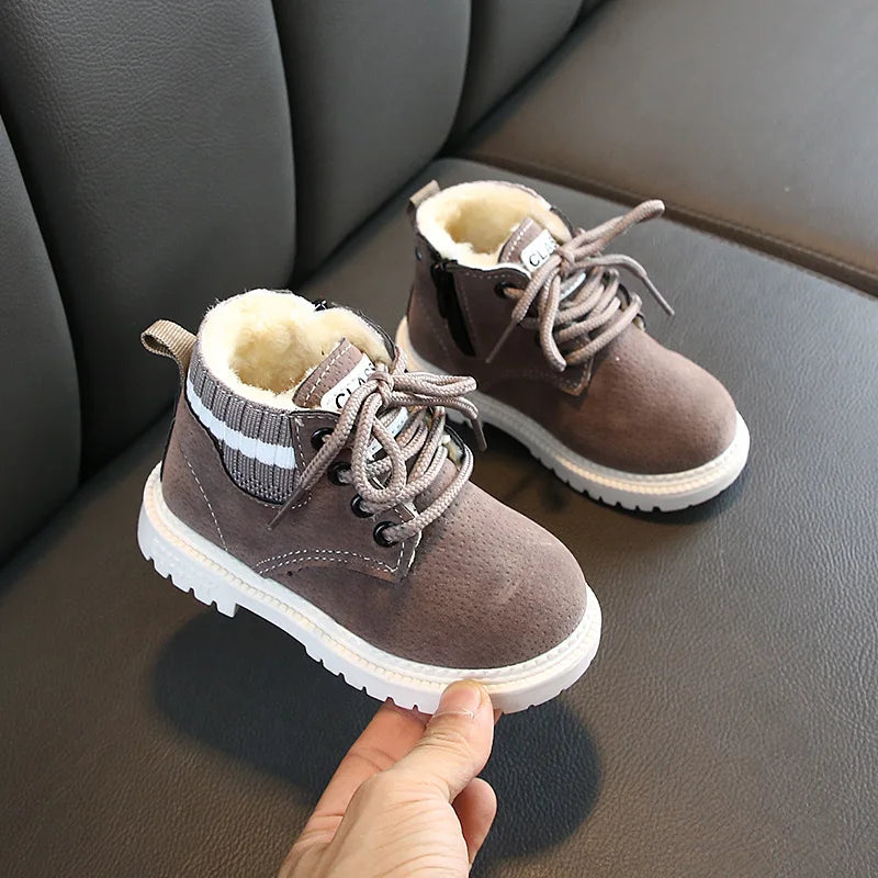 Winter Children Casual Shoes Autumn Boots Boys Shoes Fashion Leather Soft Anti Slip Girls Boots 21-30 Sport Running Shoes