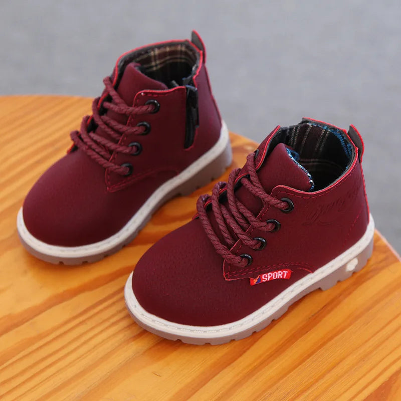 Winter Children Casual Shoes Autumn Boots Boys Shoes Fashion Leather Soft Anti Slip Girls Boots 21-30 Sport Running Shoes