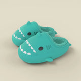 Winter Children‘s Plush Shark Slippers Boys Cotton Flip Flop Girls Warm Non-Slip Thick Sole Shoes Home EVA Waterproof Slides