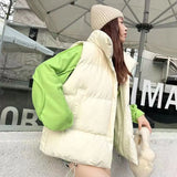 Winter Coat for Women Vests Stand Collar Sleeveless Coat Thicken Warm Down Cotton Vest Korean Fashion Loose Jacket New