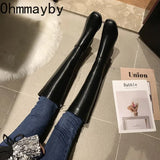 Winter Cotton Women Knee High Boots Fashion Zippers Ladies Elegant Low Heel Long Booties Winter Soft Leather Women's Footwear