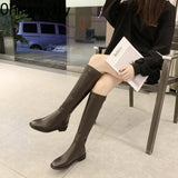 Winter Cotton Women Knee High Boots Fashion Zippers Ladies Elegant Low Heel Long Booties Winter Soft Leather Women's Footwear