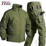 Winter Fleece Tactical Soft Shell Sets Mens Outdoor Waterproof Multi-Pockets Shark Skin Jackets Cargo Pants Military Suits Male