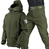 Winter Fleece Warm Jackets Sets Men Army Military Shark Skin Soft Shell Windproof Waterproof Camo Tactical Jacket CargoPants