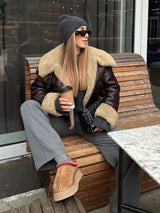 Winter Fur Integrated Lapel Women Jacket Long sleeve Fashion Zipper Pocket Ladies Coat 2023 Autumn Warm Street Style Women's Top