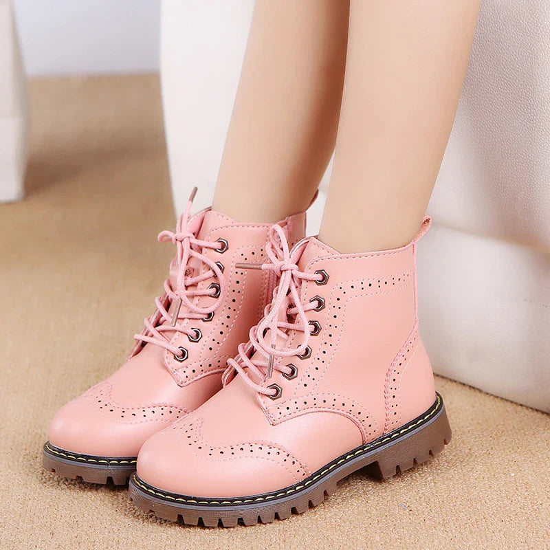 Winter Kids Boots Girl Leather Shoes Solid  Fashion Children Ankle Boots Non-slip  Boat Warm  Boys Girls shoes Kid Sneaker