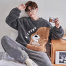 Winter Korean Men Pajamas Sets Adult Sleepwear Home Clothes Thicken Soft Pijama Suit Loungewear Loose Bear Male Pyjama Clothing