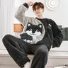 Winter Korean Men Pajamas Sets Adult Sleepwear Home Clothes Thicken Soft Pijama Suit Loungewear Loose Bear Male Pyjama Clothing