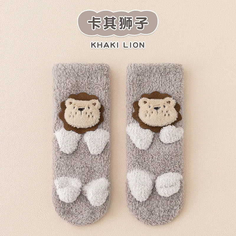 Winter Long Socks Kids Baby Boys Girls Leg Warmers Plush Knee Length Non-slip Socks With Grips Baby Toddler Warm Thick Sock