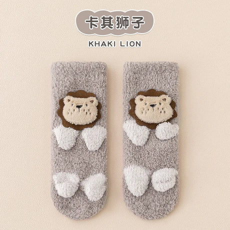 Winter Long Socks Kids Baby Boys Girls Leg Warmers Plush Knee Length Non-slip Socks With Grips Baby Toddler Warm Thick Sock