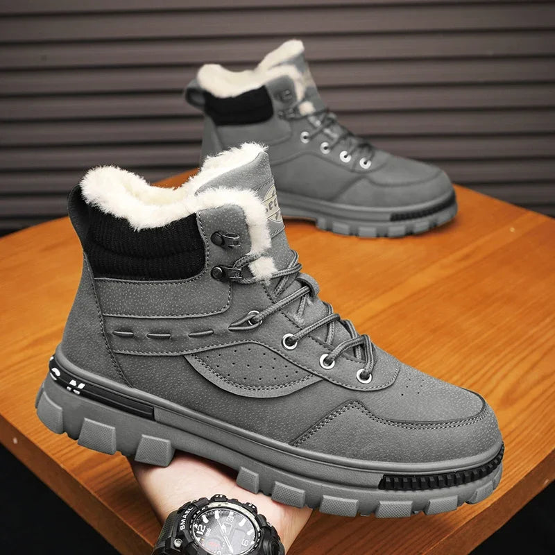 Winter Men Cotton Shoes Thick Sole Fashion Motorcycle Boots Warm Climbing Casual Sneaker Ankle Boots Botas Cuturno Masculinas