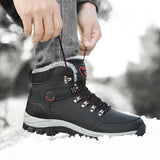 Winter Men Hiking Boots Waterproof Ankle Snow Boots Men Sneakers Outdoor Non-slip High Top Plush Warm Leather Shoes Men Boots