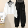 Winter New Plus Size Plush Thickened Single Breasted Hoodie Tunic Loose Workwear Elegant Women's Pants Set Fashion Outfit