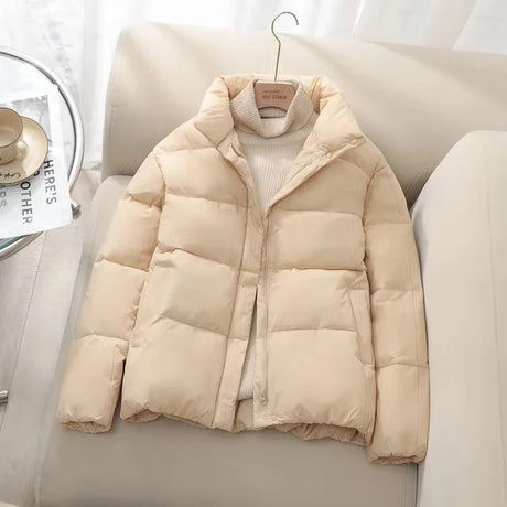 Winter Short Parka Jacket Women Thick Cotton Padded Coats Female 2023 New Stand Collar Loose Puffer Parkas Down Jackets Outwear