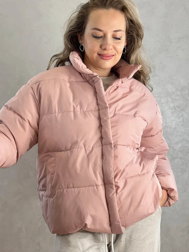 Winter Short Parka Jacket Women Thick Cotton Padded Coats Female 2023 New Stand Collar Loose Puffer Parkas Down Jackets Outwear