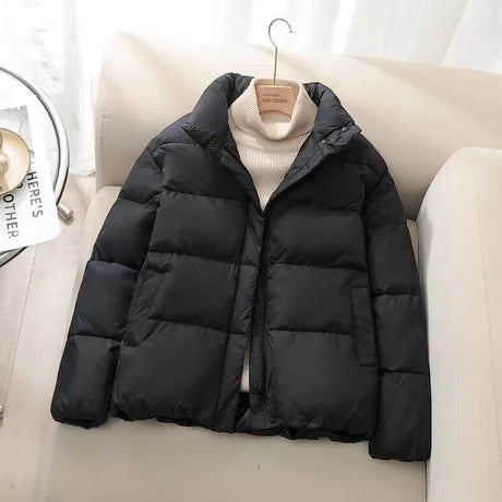 Winter Short Parka Jacket Women Thick Cotton Padded Coats Female 2023 New Stand Collar Loose Puffer Parkas Down Jackets Outwear