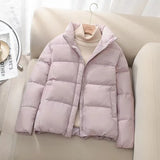 Winter Short Parka Jacket Women Thick Cotton Padded Coats Female 2023 New Stand Collar Loose Puffer Parkas Down Jackets Outwear