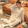 Winter Thick Teddy Thermal Velvet Pajamas Set for Couple Kawaii Kimono Style Lovers Sleepwear Man and Woman Cardigan Pijamas