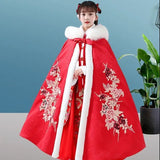 Winter Thicker Hanfu Kids Girls Chinese Ancient Fairy Carnival Cosplay Costume Princess Dance Dress Children Hanfu Cloak Girls