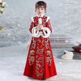 Winter Thicker Hanfu Kids Girls Chinese Ancient Fairy Carnival Cosplay Costume Princess Dance Dress Children Hanfu Cloak Girls